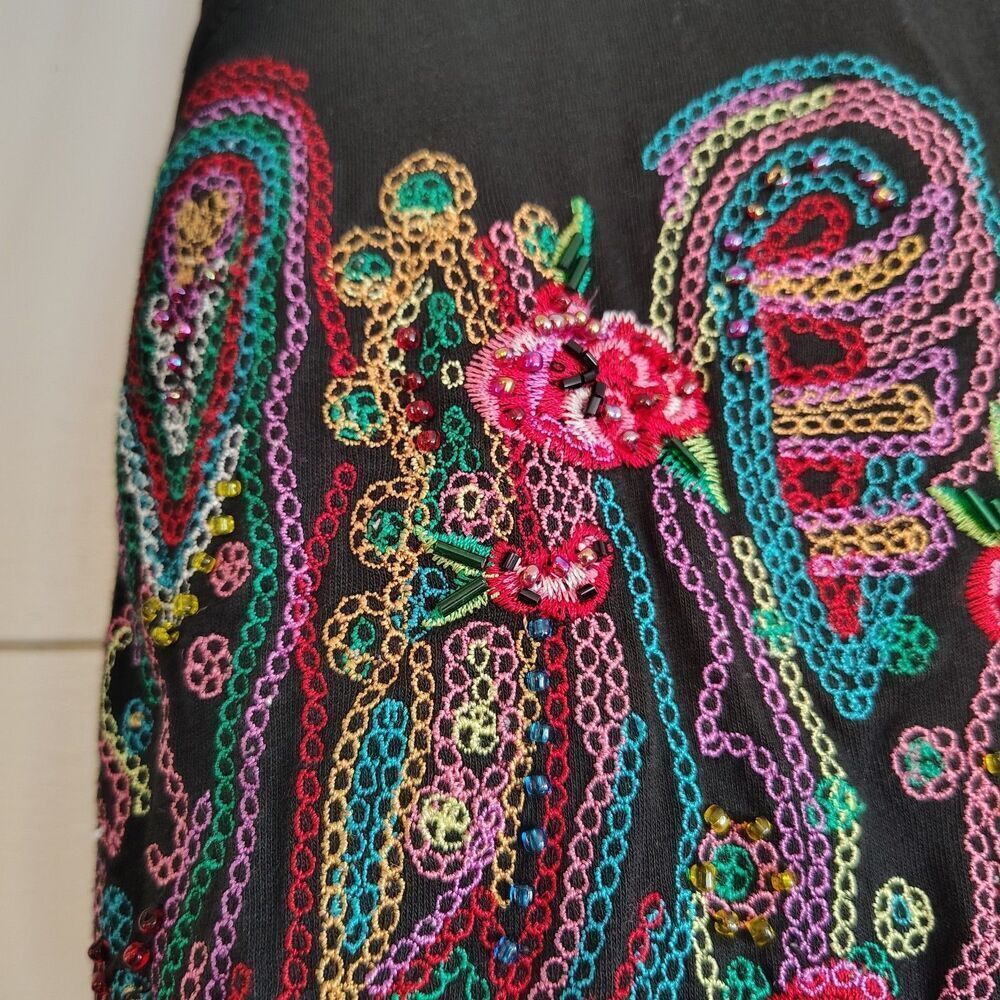 Vintage Beaded Paisley Embroidered Vest Womens Size S Black Boho Retro - Picture 3 of 7